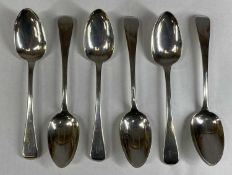 SET OF SIX GEORGE IV SILVER TEASPOONS, probably Richard Hennell II, London 1833, 14cms (l), 3.5ozt