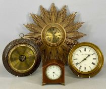 CLOCKS & BAROMETERS, Metamec Starburst clock, 48cms (diam.); Edwardian mahogany mantel clock with
