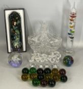 ORNAMENTAL GLASSWARE, including Caithness paperweight, Galileo thermometer, multi-coloured glass