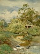 ‡ CHARLES JAMES ADAMS (British 1859-1931) watercolour - entitled verso 'The Duck Pond', signed lower