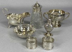 GROUP OF SMALL SILVER COLLECTABLES, including George V circular two-handled sugar basin, William