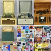 RECORD PLAYERS & RECORDS: vintage Dansette Major Deluxe portable record player, Val Doonican and