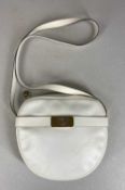 CHRISTIAN DIOR VINTAGE WHITE LEATHER SHOULDER BAG, with gilt metal logo, approx. 22 x 23cms, with