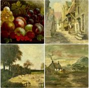 GROUP OF 19TH CENTURY PAINTINGS: UNKNOWN oil on panel - still life of fruit, unsigned, 14.5 x 19.