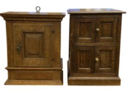OLD OAK WALL CABINET, panelled single door over a drawer, 51 (h) x 44 (w) x 28cms (d), and an oak