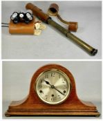 DOLLOND LONDON WWI PERIOD SIGNALLING TELESCOPE, three draw, no. 7656, lacquered brass with leather