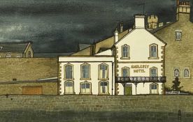 T. A. E. JONES watercolour - Anglesey Hotel, Caernarfon, signed and dated 14.XI.84 lower right, 38.5
