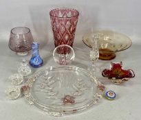 ASSORTED 20TH CENTURY GLASSWARE, including Chřibská orange, red, and clear petal shaped bowl,