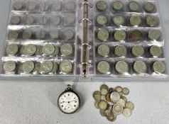 ASSORTMENT OF BRITISH PRE-DECIMAL COINS, including silver three-pences, with a silver cased pocket
