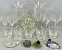 ASSORTED GLASSWARE, including Baccarat duck paperweight, large globular bubble glass doorstop, 17cms