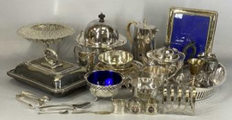 ASSORTED PLATED ITEMS, including rectangular entrée dish and cover, oval serving dish with pierced