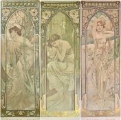 AFTER ALPHONSE MUCHA three Art Nouveau colour prints - 'Éclat du Jour', 'Repos de la Nuit', and '