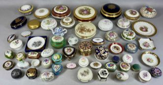 LARGE COLLECTION OF PORCELAIN TRINKET BOXES, various makes including Limoge, Coalport, Royal Albert,