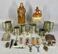 VARIOUS DRINKS CABINET CONTENTS including John McEwan ceramic abbot decanter, Wm. Maxwell scotch
