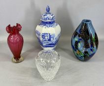 ASSORTED GLASSWARE & CERAMICS, including Murano type art glass vase, 33cms (h), cranberry glass vase