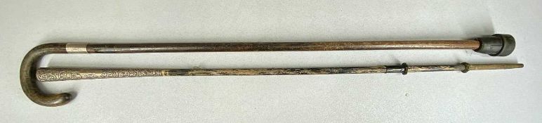 VICTORIAN SILVER PARASOL HANDLE, ornately embossed with scrolls and cartouche, Albert Platnauer,