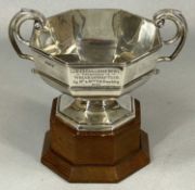 GEORGE V OCTAGONAL SILVER TWO-HANDLED ROSE BOWL, Wrexham Golf Club Ladies Challenge bowl, Walker &