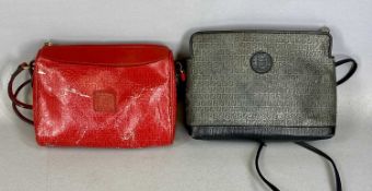 TWO FENDI DESIGNER HANDBAGS, with grey and red monogram, in red and grey monogram material,