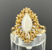 9CT GOLD RING, with oval opal in openwork setting, size N, 2.5gms Provenance: private collection