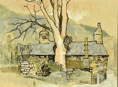 ‡ ROY OSTLE (British 1930-1992) mixed media - entitled verso 'Gelert's Cottage, Beddgelert (