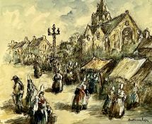 ‡ PAUL HENRY LAFON (French, 20th century) impressionist watercolour - Continental street scene