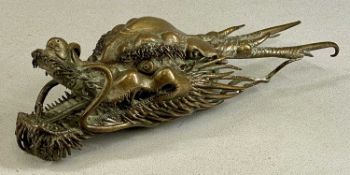 JAPANESE CAST BRONZE DRAGON HEAD, 32cms (l) overall Provenance: private collection Conwy