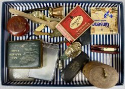 ASSORTED ANTIQUE & VINTAGE COLLECTABLES, including silver-mounted cheroot holder in red Moroccan