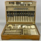 MAPPIN & WEBB OAK CASED CANTEEN OF PLATED CUTLERY, for eight persons, approx. 79 pieces