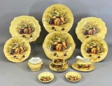 AYNSLEY ORCHARD GOLD VARIOUS TABLEWARE, including plates, sauce boat on stand, cup and saucer,