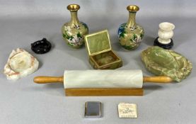 ASSORTED COLLECTABLES including Chinese cloisonne vases decorated with flowers and birds, 21cms (