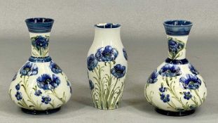 JAMES MACINTYRE & CO. FLORIAN WARE, by James Moorcroft, blue cornflower pattern, comprising pair