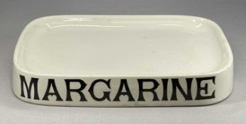 PARNALL & SONS POTTERY MARGARINE SLAB, late 19th / early 20th century, white glaze with black