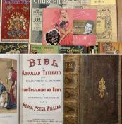 LEATHER BOUND FAMILY BIBLE, dated 1875, and quantity of other books, vintage titles, collector's