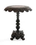 GOOD 19TH C. ANGLO-INDIAN BLACKWOOD OCCASIONAL TABLE, Bombay Presidency, c. 1860-70, circular tilt-