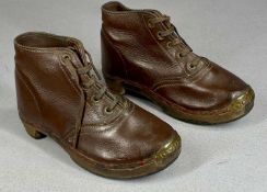 PAIR OF VINTAGE CHILD'S CLOGS, with leather uppers, wooden and steel soles Provenance: private