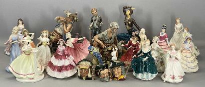 LARGE COLLECTION OF FIGURINES, including Royal Doulton, Coalport, and Capodimonte, Chiparus style
