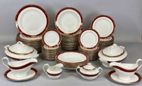SPODE BORDEAUX PATTERN TABLEWARE, including two oval lidded tureens, two sauceboats and stands, four