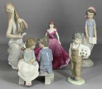 COALPORT LADIES OF FASHION 'MEGAN', 20.5cms (h); and four Nao models, the tallest 28.5cms (h)
