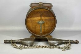 VINTAGE LISTER TABLETOP BUTTER MAKER, with crank handle, 44cms (h); and a vintage elm milk maid's