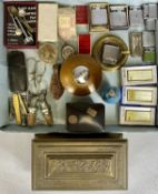 ASSORTED COLLECTABLES, including Chinese lacquered playing card box with coin inlay, various