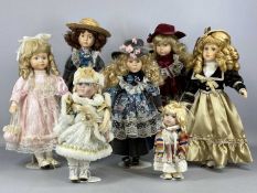 COLLECTION OF MODERN ORNAMENTAL DOLLS ON STANDS Provenance: deceased estate Conwy