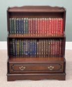 REPRODUCTION MAHOGANY WATERFALL BOOKCASE, centre shelf, drawer to base containing 46 Reader's Digest