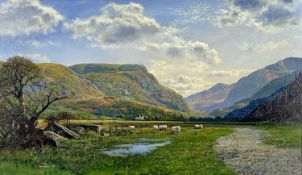 ‡ PHILIP STANTON (b. 1955) oil on canvas - Eryri mountainscape with sheep in foreground, signed