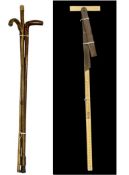 TWO VINTAGE WOODEN 1.5M T-SQUARES, together with vintage wooden sliding bevel, RST wooden ruler, and