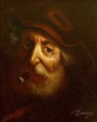 DRIAGO (Continental, 20th century) oil on canvas - portrait of a bearded man smoking a cigar, signed