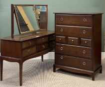 STAG MINSTREL TALL BOY CHEST, 102 (h) x 82 (w) x 47cms (d); and dressing table with triple mirror