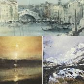 WILLIAM SELWYN (b. 1933) limited edition (105/500) print - Venice, signed, 14 x 20cms ; and two