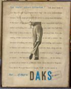 LARGE RECTANGULAR RETAIL ADVERTISING SIGN ON HARDBOARD for 'Daks Simpson Tailoring', 115 x 91cms