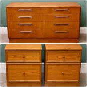 MID-CENTURY TYPE G-PLAN TEAK CHEST OF EIGHT 'SIDE BY SIDE' DRAWERS, 76 (h) x 143 (w) x 45cms (d) and