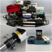 CAMERAS & ASSOCIATED ITEMS, including Olympus OM-10 SLR camera in case with accessories, various